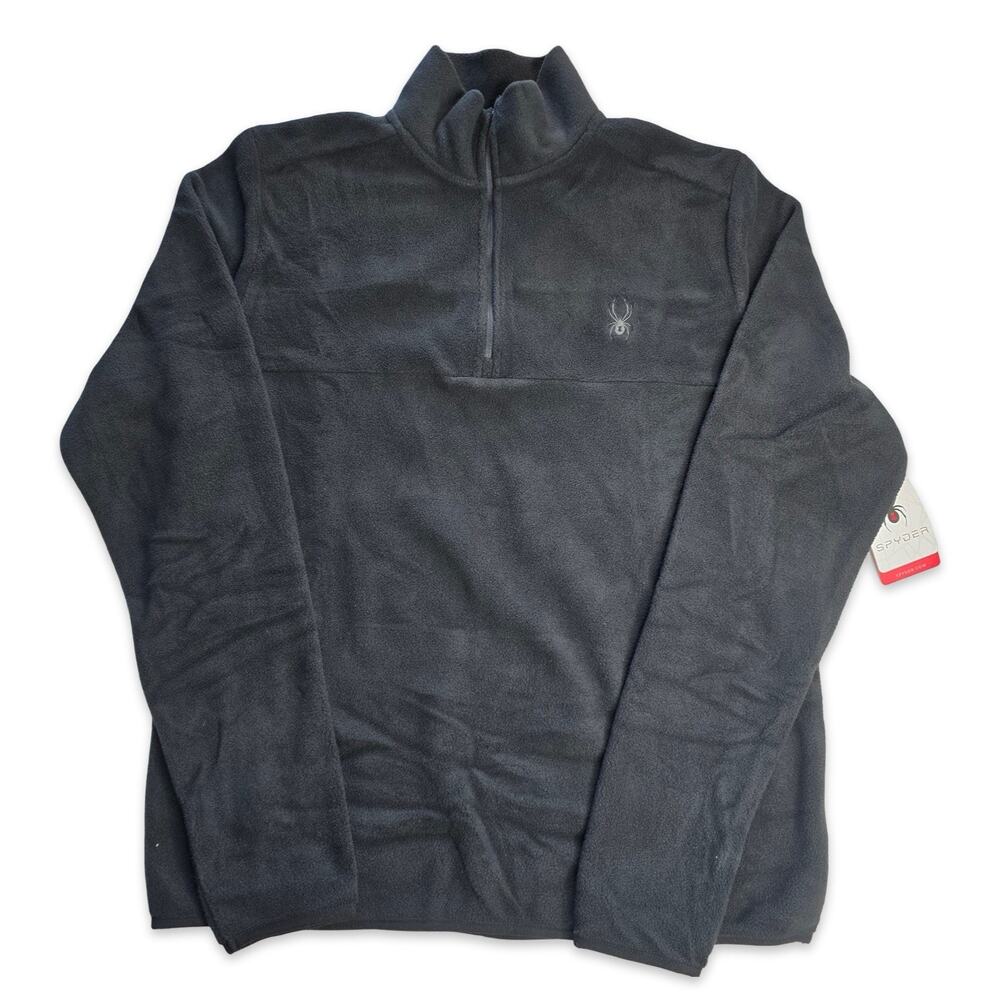Spyder‎ 1/4 Zip Fleece Pullover Jacket Black Mens Small NWT Logo Outdoor